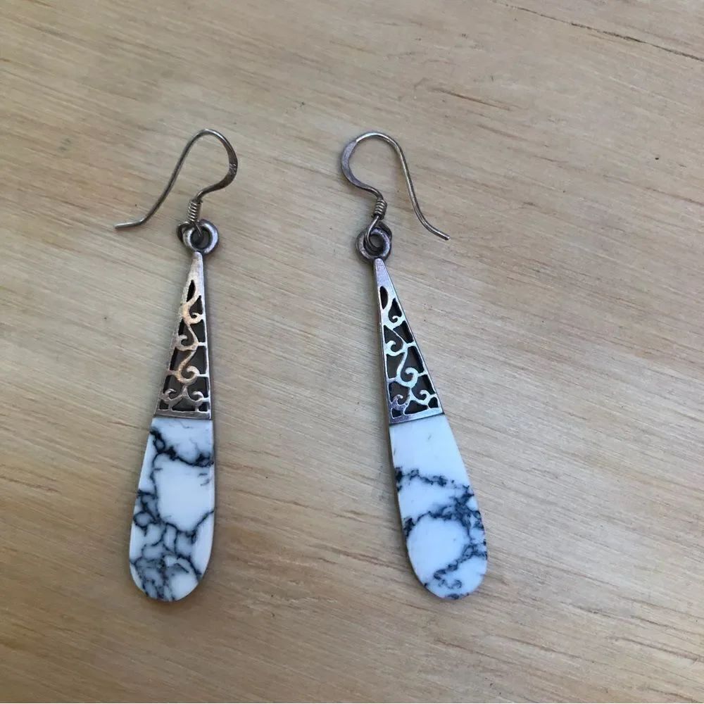 Sterling Silver And Stone Dangle Earrings